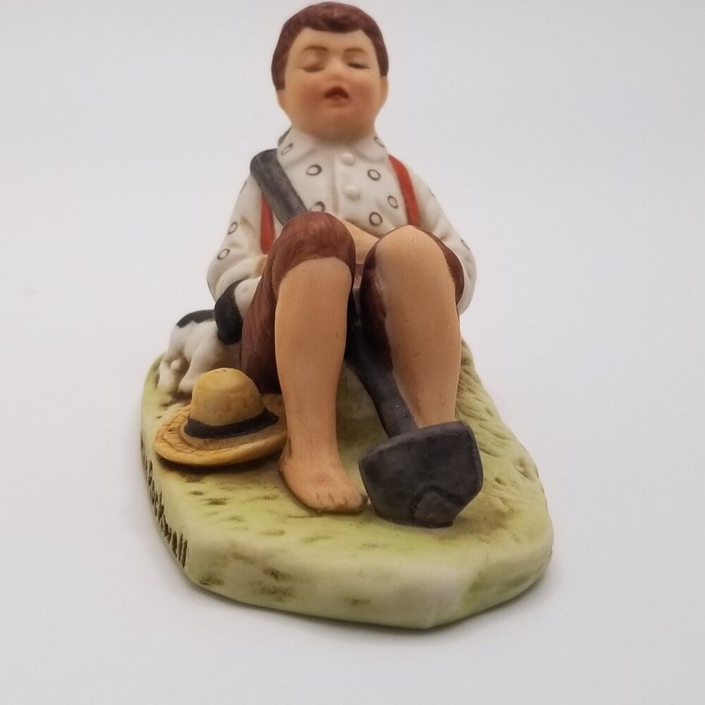 Norman Rockwell Figurine Lazybones Saturday Evening Post 1919 Grossman 1979 - Picture 5 of 8
